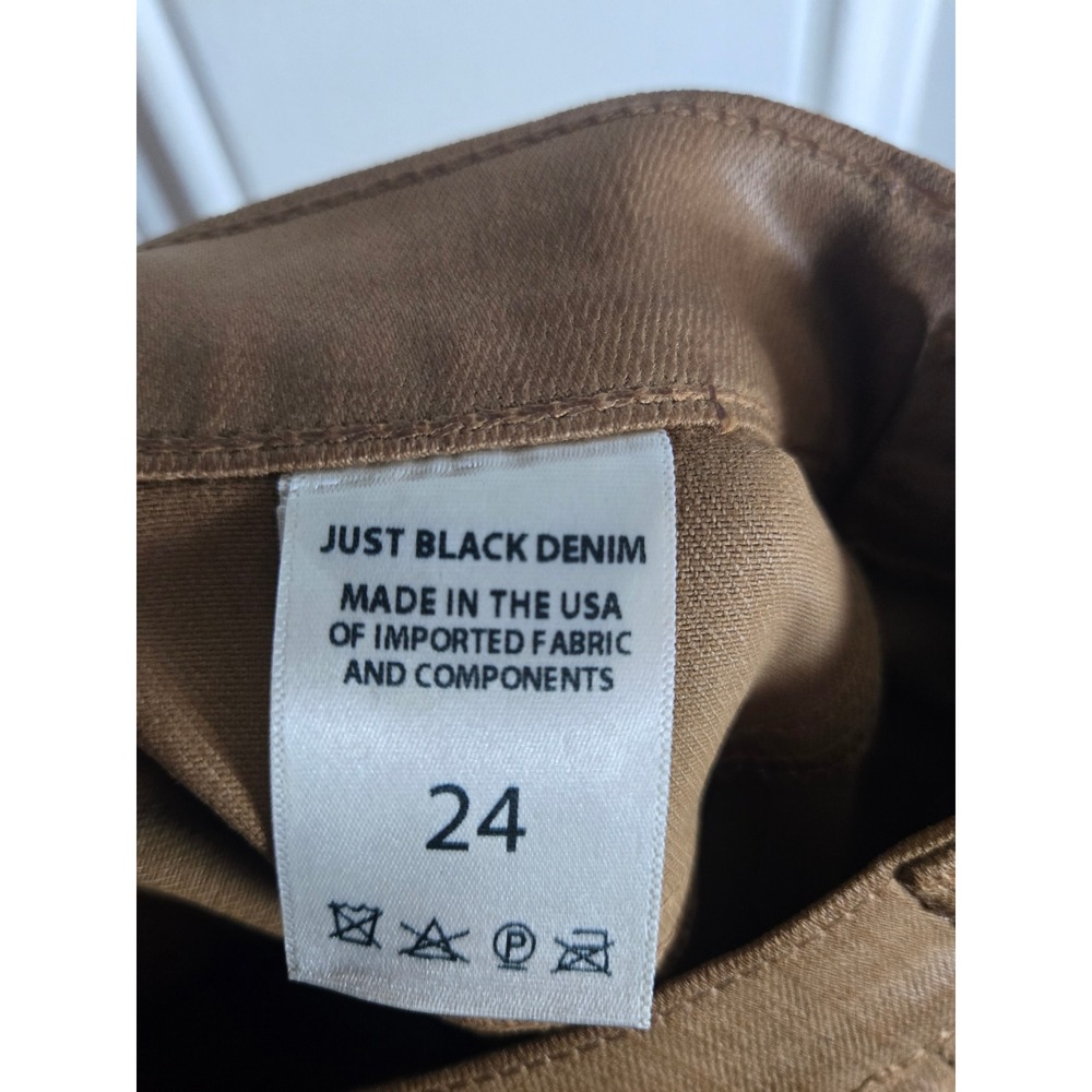 Just Black Denim Coated Cropped Kick Flare Jeans Size 24 Camel Tan BP393J-C NWT - Picture 7 of 10